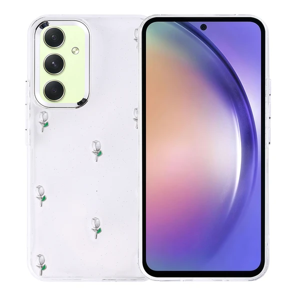Samsung Galaxy A54 Kılıf Airbag Tasarımlı Simli Şeffaf Kutup Kapak ürün görseli 1
