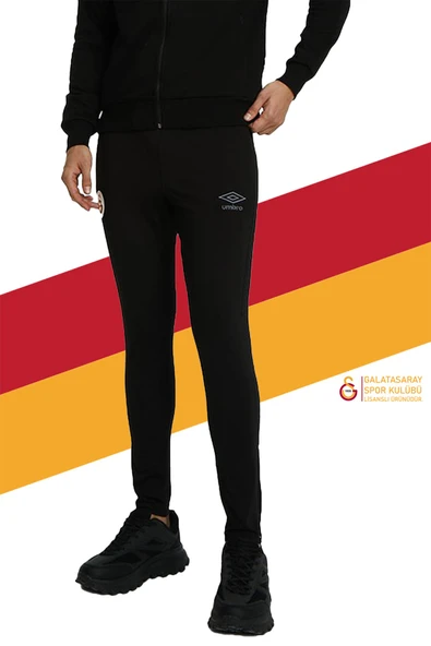 Galatasaray Orijinal Lisanslı Umbro Dar Paça Siyah Eşofman Altı TD-0079 ürün görseli 1