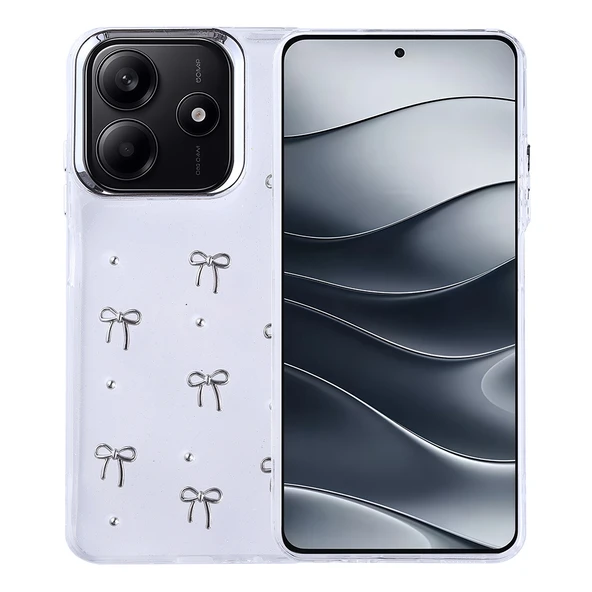 Xiaomi Redmi Note 14 4G Kılıf Airbag Tasarımlı Simli Şeffaf Kutup Kapak ürün görseli 1