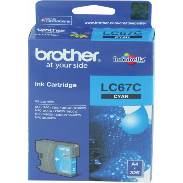 Brother LC-67C Cyan Mavi 325 Sayfa Kartuş DCP-185-385 MFC-490-615-790-795-990-5490-5890-6490-6890 ürün görseli 1