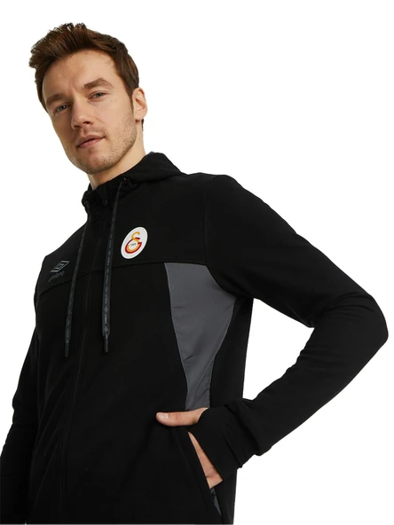 Galatasaray Orijinal Lisanslı Kapüşonlu Siyah Fermuarlı Hoodie ürün görseli 1