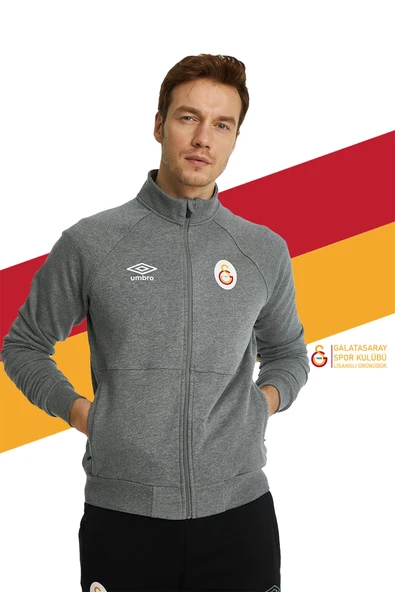 Galatasaray Orijinal Lisanslı Dik Yaka Fermuarlı Gri Sweat ürün görseli 1
