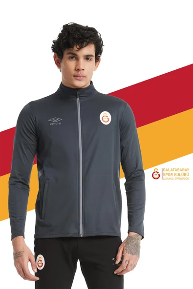 Galatasaray Orijinal Lisanslı Dik Yaka Fermuarlı Antrasit Sweat ürün görseli 1