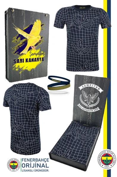 Fenerbahçe Orijinal Lisanslı Palamut LogoTribün T-Shirt + Bileklik Set Hediyelik Ahşap Kutulu ürün görseli 1