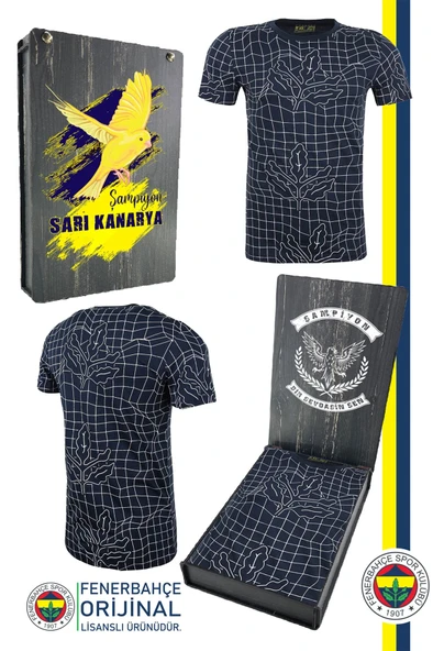 Fenerbahçe Orijinal Lisanslı Palamut LogoTribün T-Shirt Hediyelik Ahşap Kutulu ürün görseli 1