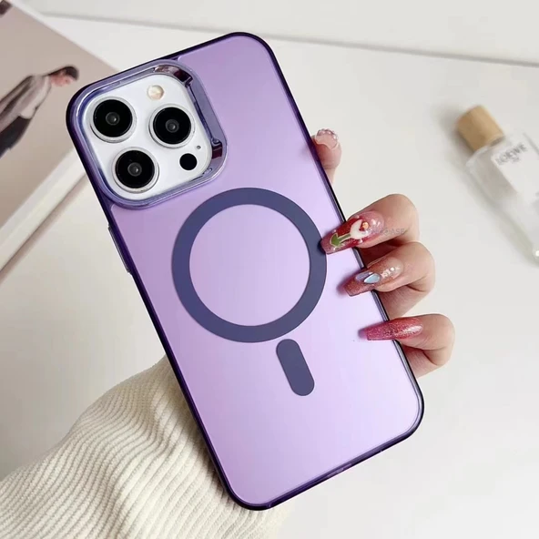 iPhone 15 MagSafe Uyumlu Şeffaf Sert Telefon Kılıfı İnce Hafif Darbe ve Kamera Korumalı Manyetik Kapak ürün görseli 1