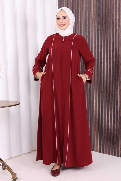 Çizgi Detaylı Ferace 6011 Bordo ürün görseli 1