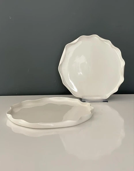 TANTİTONİ WAVE BEYAZ PORSELEN 2 Lİ PSTA TABAĞI 17,9 CM ürün görseli 1