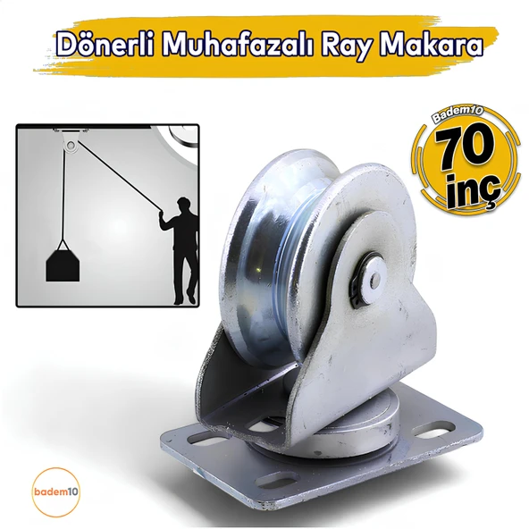 Tablalı Kepli Dönerli Oynar Hareketli Başlı Makara Metal Rulman Muhafazalı Ray Makara 70" ürün görseli 1