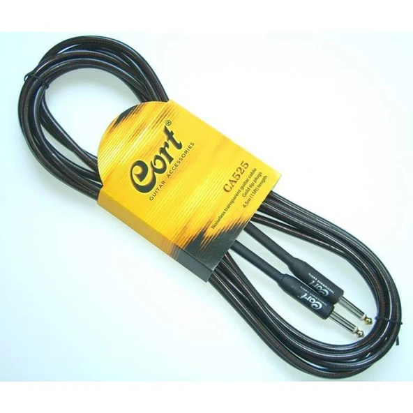 Cort Ca525Bk Gitar Kablosu, Gürültüsüz (Noiseless), 5 Metre, Siyah, Gold ürün görseli 1