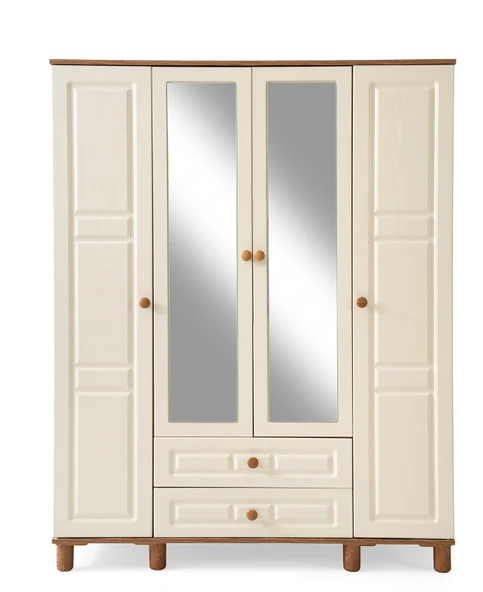 FEYZAN MDF 4 KAPILI DOLAP - EKRU ürün görseli 1