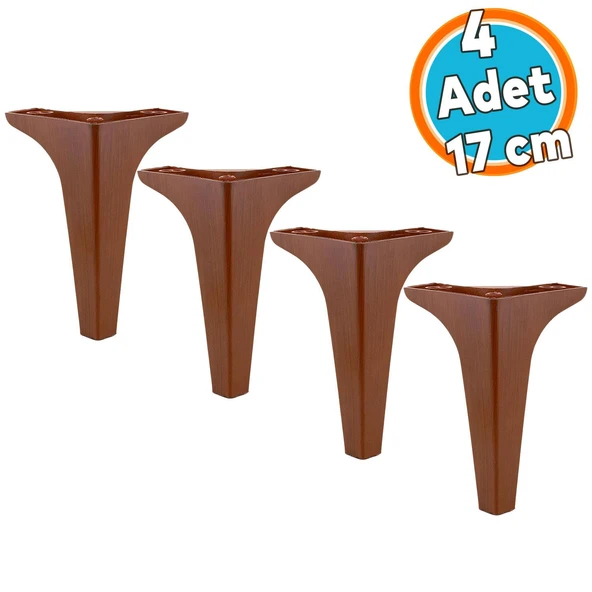 Mobilya Kanepe Sehpa TV Ünitesi Koltuk Ayağı 19 cm Ahşap Desenli Kahverengi Baza Ayak 4 Adet ürün görseli 1
