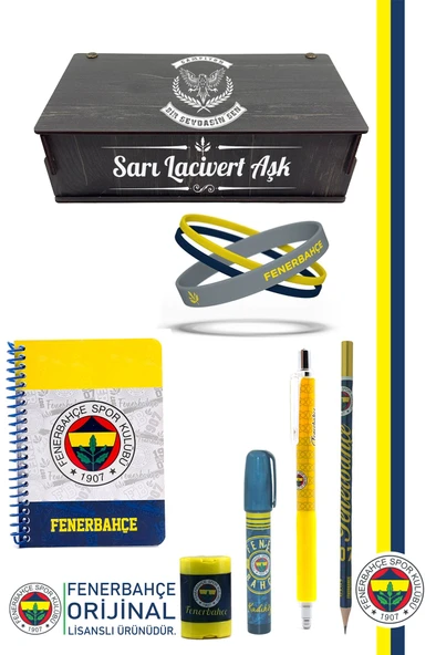 Fenerbahçe Orijinal Lisanslı Kalem Bileklik Bloknot Kalemtraş Silgi Hediyelik Set ürün görseli 1