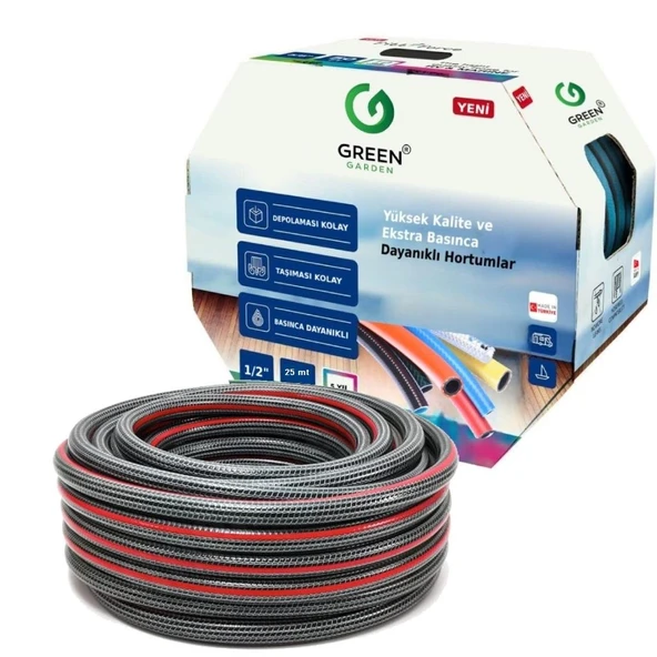 Greengarden 481230 Süper Flex Örgülü Bahçe Hortumu 1/2-30 mt ürün görseli 1