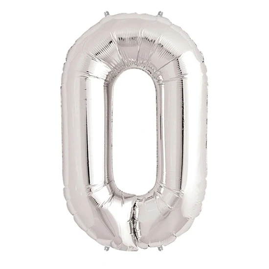 0 Rakam Folyo Balon Gümüş  40 inç ürün görseli 1