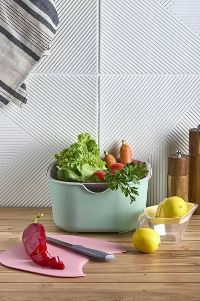 Tasty 5 Prç. Çok Amaçlı Karıştırma Kabı Süzgeç Kesme Tahtası Hazırlık Seti ürün görseli 1