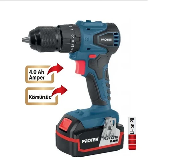 PROTER PST 544 BL ŞARJLI MATKAP 10 MM KÖMÜRSÜZ DARBELİ ürün görseli 1