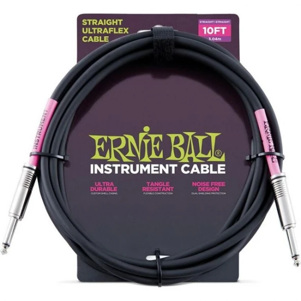 ERNIE BALL P06048 Düz/Düz Siyah 3mt Enstrüman Kablosu ürün görseli 1