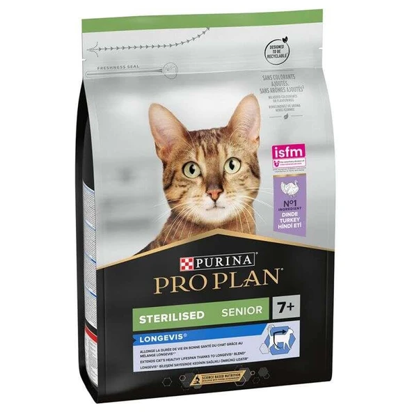 Pro Plan Hindili Kısırlaştırılmış +7 Yaşlı Kedi Maması 3 Kg ürün görseli 1