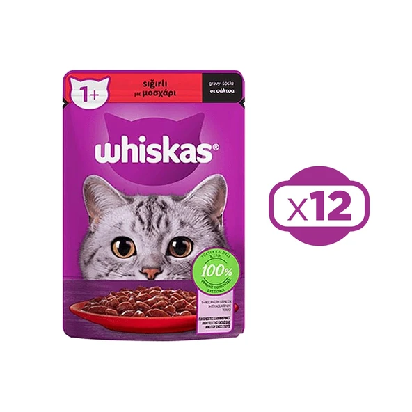 Whiskas Pouch Sığırlı Yetişkin Kedi Konservesi 85 gr X 12 Adet ürün görseli 1