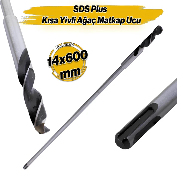 Matkap Uyumlu Sds Plus Kısa Yivli Ağaç Matkap Ucu Hilti Ucu 14 cm 60 cm 14 x 600 mm ürün görseli 1