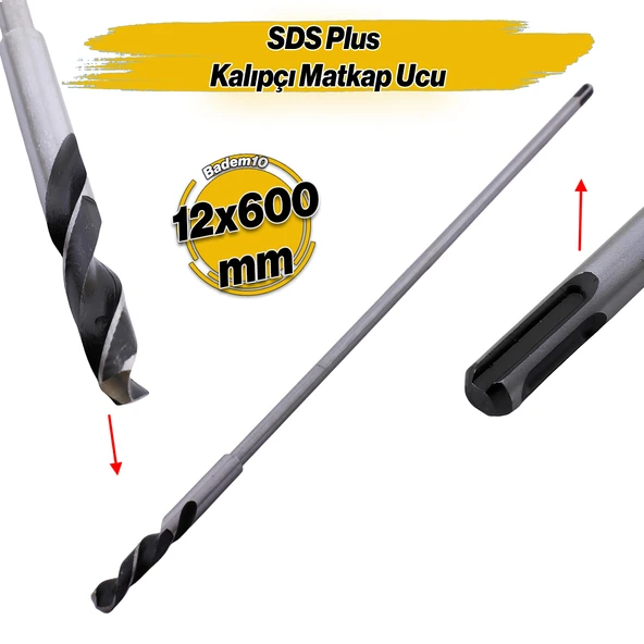 Matkap Uyumlu Sds Plus Kalıpçı Matkap Ucu 12 cm 60 cm 12 x 600 mm Hilti Ucu ürün görseli 1