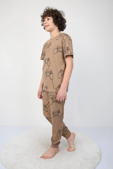 Kısakollu Play Console Desenli Erkek Çocuk Pijama Takımı (ALT-ÜST) ürün görseli 1