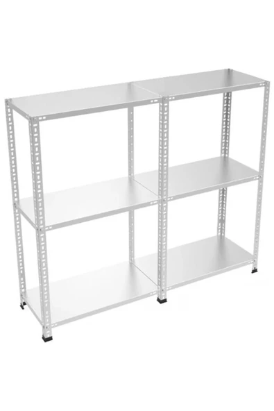 43x120x150 2 li bitişik 3 katlı çelik raf modülü ürün görseli 1