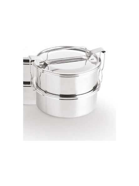 Paslanmaz Çelik 2li Sefer Tası 1 Lt Tek Kişilik Yemek Taşıma Kabı 500ML X2 Isıtılabilir %100 Metal ürün görseli 1