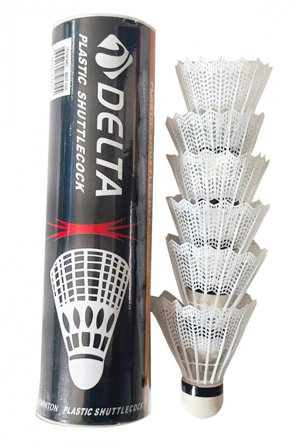 Delta 6 Adet Pratik Kutusunda Plastik Başlı Beyaz Badminton Topu ürün görseli 1