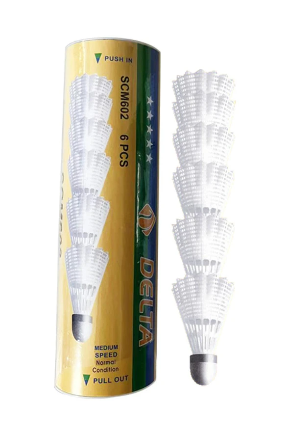 Delta Orta Hız Sevenler İçin Pratik Kutusunda 6 Adet Mantar Kafa Deluxe Badminton Topu ürün görseli 1