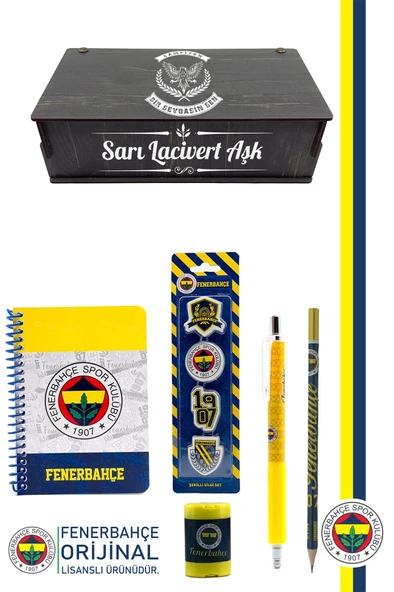 Fenerbahçe Orijinal Lisanslı Kalem Kalemtraş Bloknot Silgi Hediyelik Set ürün görseli 1