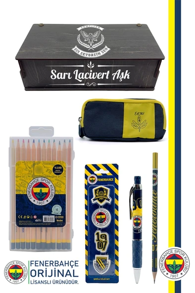 Fenerbahçe Orijinal Lisanslı Kalem Kalemlik Kuru Boya Silgi Hediyelik Set ürün görseli 1