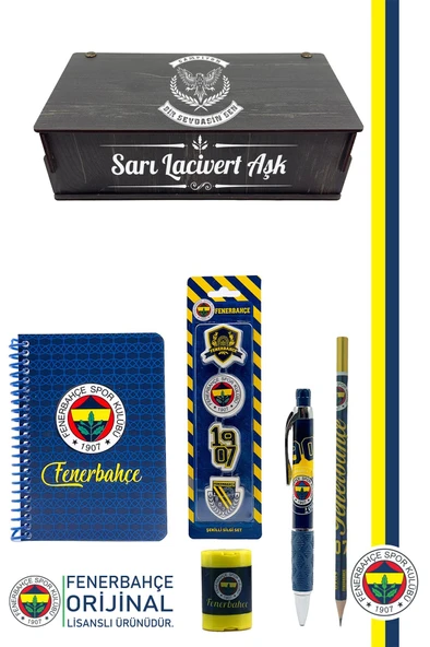 Fenerbahçe Orijinal Lisanslı Kalem Kalemtraş Bloknot Silgi Hediyelik Set ürün görseli 1