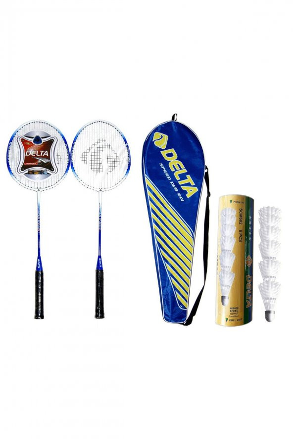 Delta 2 Adet Deluxe Tek Parça Badminton Raketi + Çantası + 6 Adet Orta Hız Badminton Topu Seti ürün görseli 1