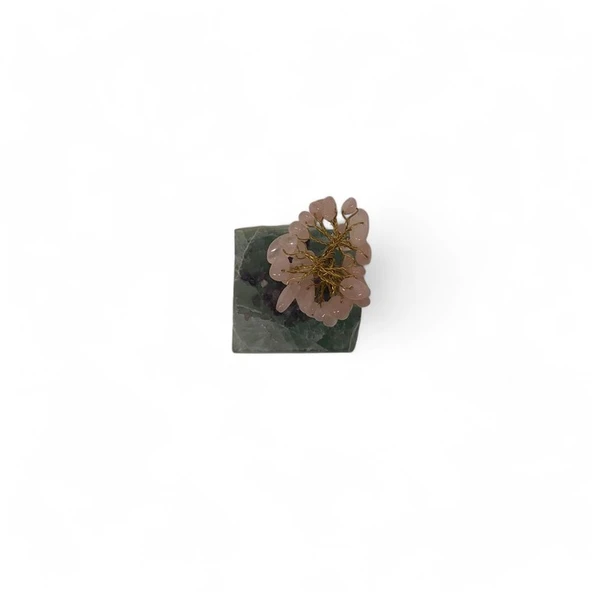 Mineral Altlı Pembe Kuvars Küçük Ağaç - Resim 3