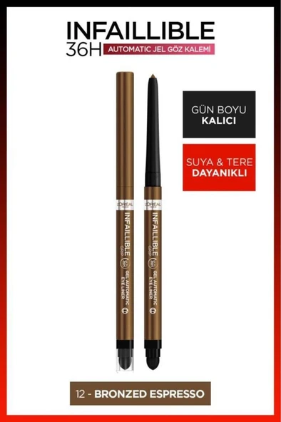 L'Oréal Paris Automatic Jel Infaillible Göz Kalemi - 12 Bronzed Espresso ürün görseli 1