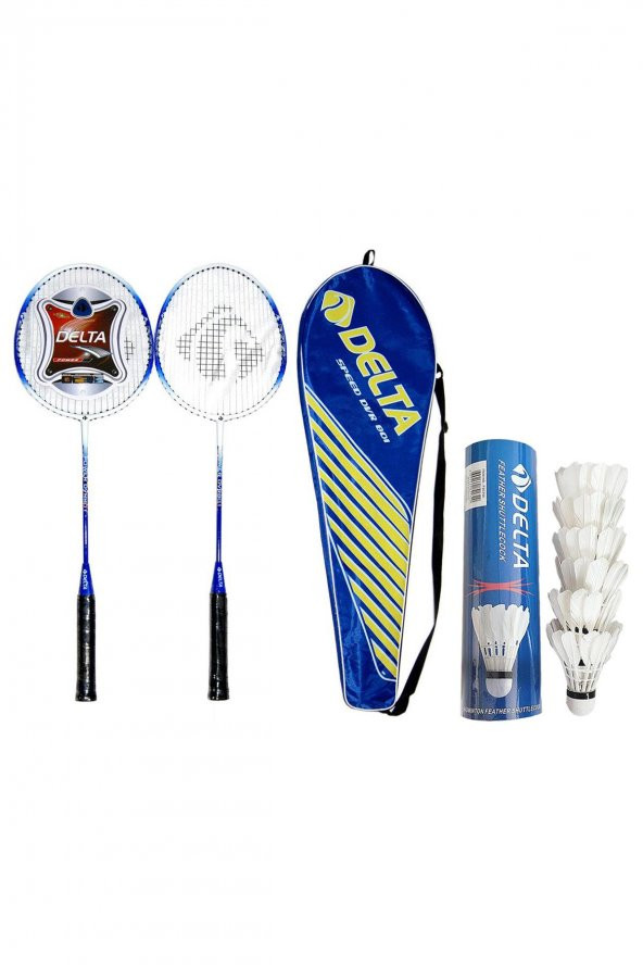 Delta 2 Adet Deluxe Tek Parça Badminton Raketi + Çanta + 6 Adet Kaz Tüyü Deluxe Badminton Topu Seti ürün görseli 1
