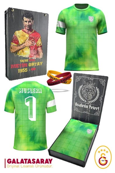Galatasaray Orijinal Lisanslı Muslera Match Day Çocuk T-shirt + Bileklik Set Hediyelik Ahşap Kutulu ürün görseli 1