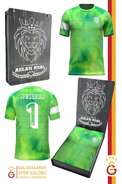 Galatasaray Orijinal Lisanslı Muslera Match Day Çocuk T-shirt Hediyelik Ahşap Kutulu ürün görseli 1