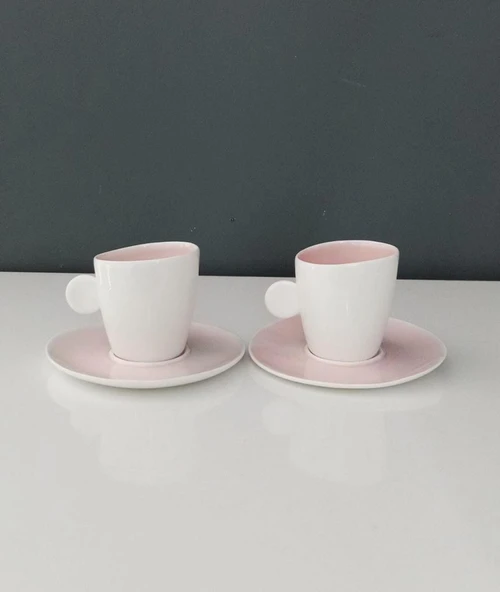 TANTİTONİ ROUND PEMBE PORSELEN 2 Lİ FİNCAN SETİ 90 ML ürün görseli 1