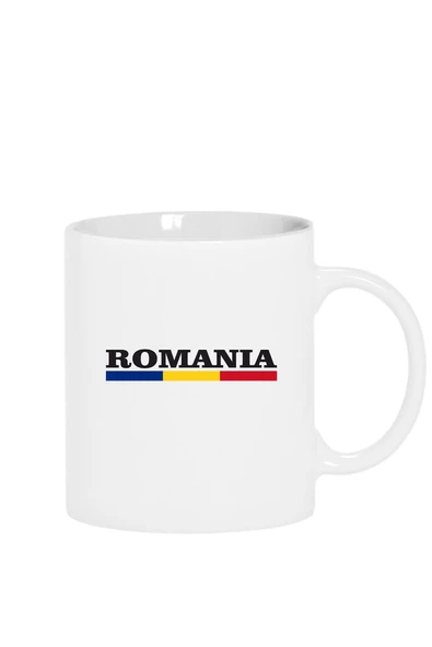 Romania Flag Lettern Beyaz Kupa Bardak ürün görseli 1