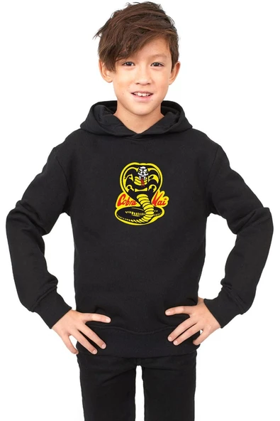 Cobra Kai Logo Siyah Çocuk 3ip Kapşonlu ürün görseli 1