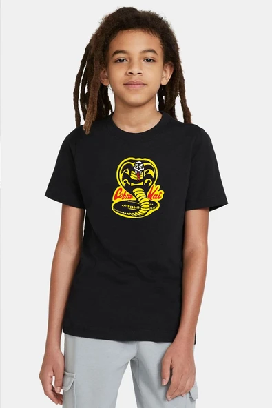 Cobra Kai Logo Siyah Çocuk Tshirt ürün görseli 1