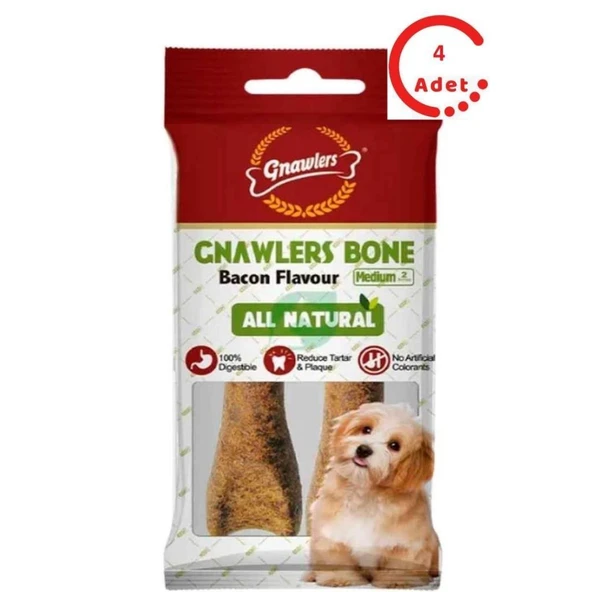 Gnawlers Köpek Ödül Kemiği Bacon Aromalı 2'li 90 Gr x 4 Adet ürün görseli 1