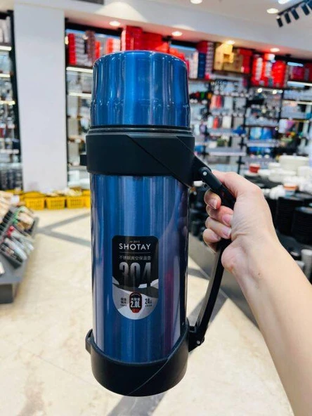 Shotay Çelik Termos 2000Ml Mavi - Resim 4