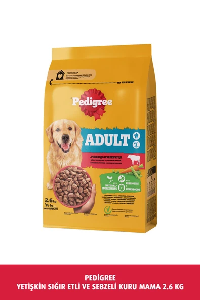 Pedigree YETİŞKİN SIĞIR ETLİ VE SEBZELİ KURU MAMA 2.6 KG ürün görseli 1