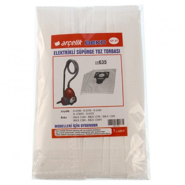 TT635 Süpürge Toz Torbası, Arçelik/Beko ile Uyumlu 10lu KG0017636 ürün görseli 1
