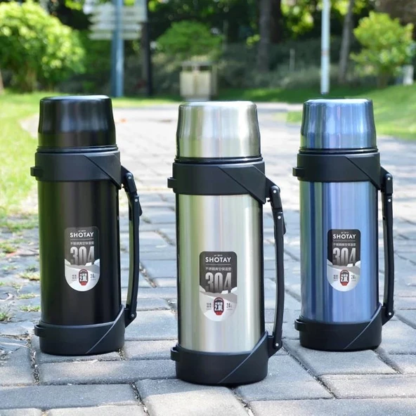 Shotay Çelik Termos 2000Ml Siyah - Resim 8
