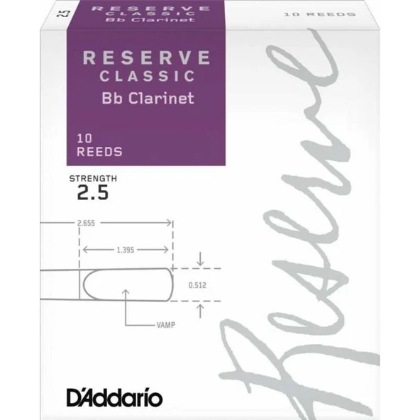 D\'Addario Woodwinds Reserve Classic DCT1025 Sib Klarnet Kamışı No:2.5 ürün görseli 1